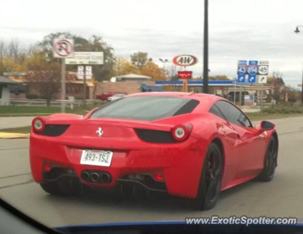 Ferrari 458 Italia spotted in Hales Corners, Wisconsin